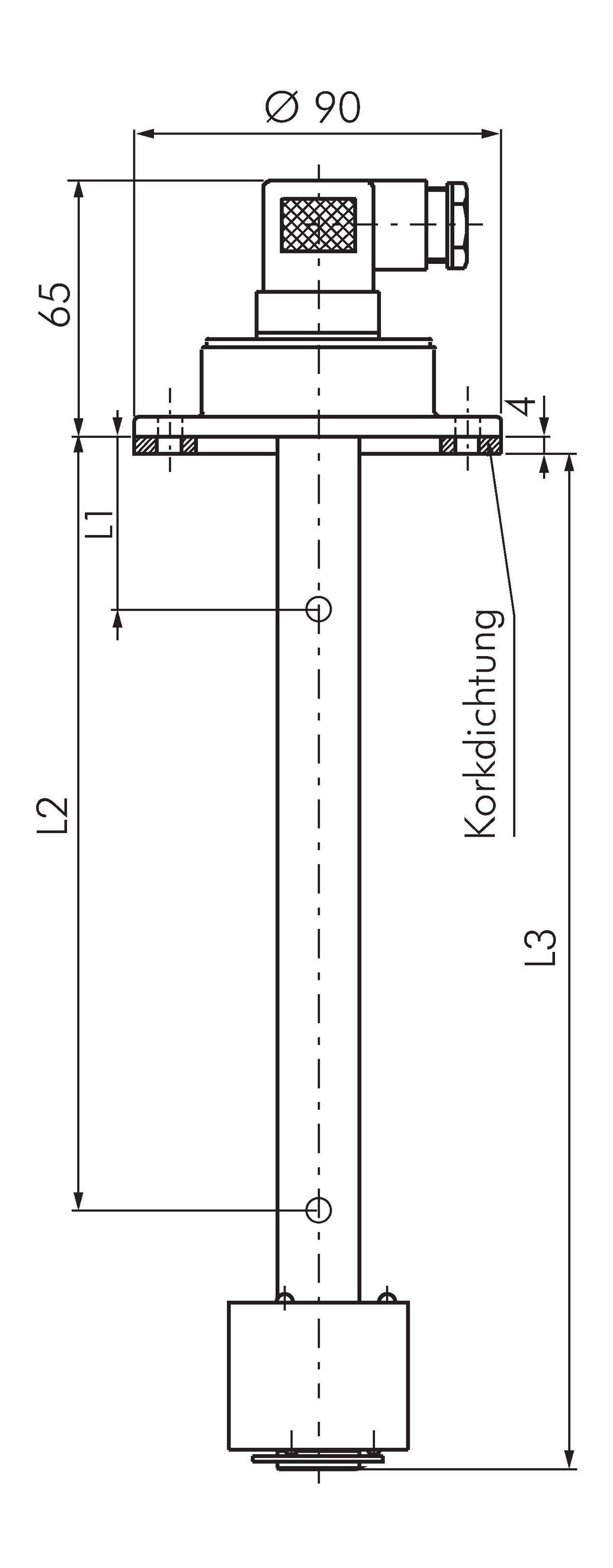 Zeichnung: Füllstandschalter (Niveauschalter), Kom