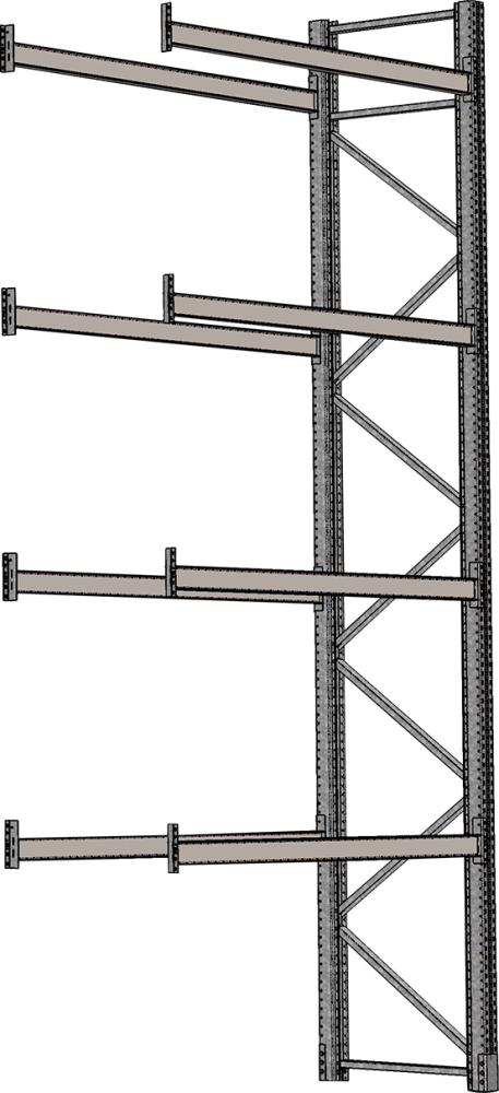 Palettenregal verzinkt 1 Feld á 1825 mm H 6000xT 1100mm 8 Holme 2000 kg