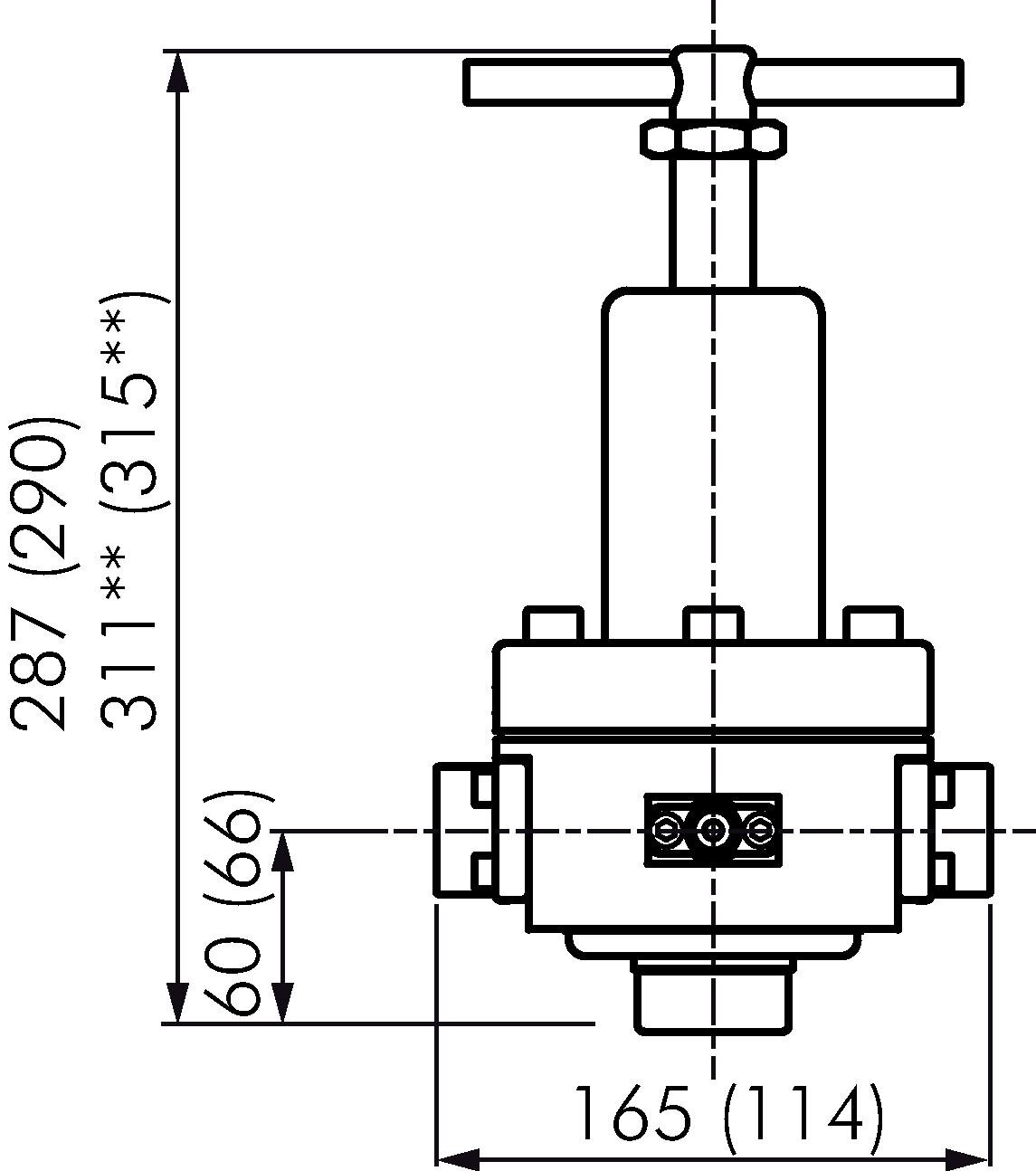Zeichnung: Druckregler (Solid), Werte in Klammern 