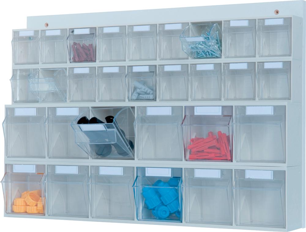 MultiStore Wand-Set 30 Klarsichtbehälter hochschlagfest Kunststofflichtgrau