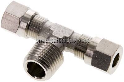 T-Schneidringverschraubung R 1/4"-6 LL (M10x1), Messing vernickelt