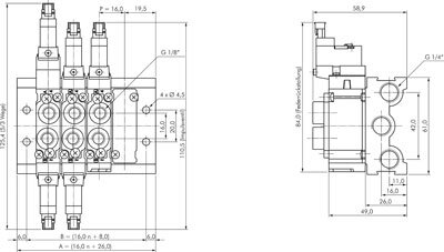 Zeichnung: Reihenleiste (2-fach) für 5/2- und 5/3-