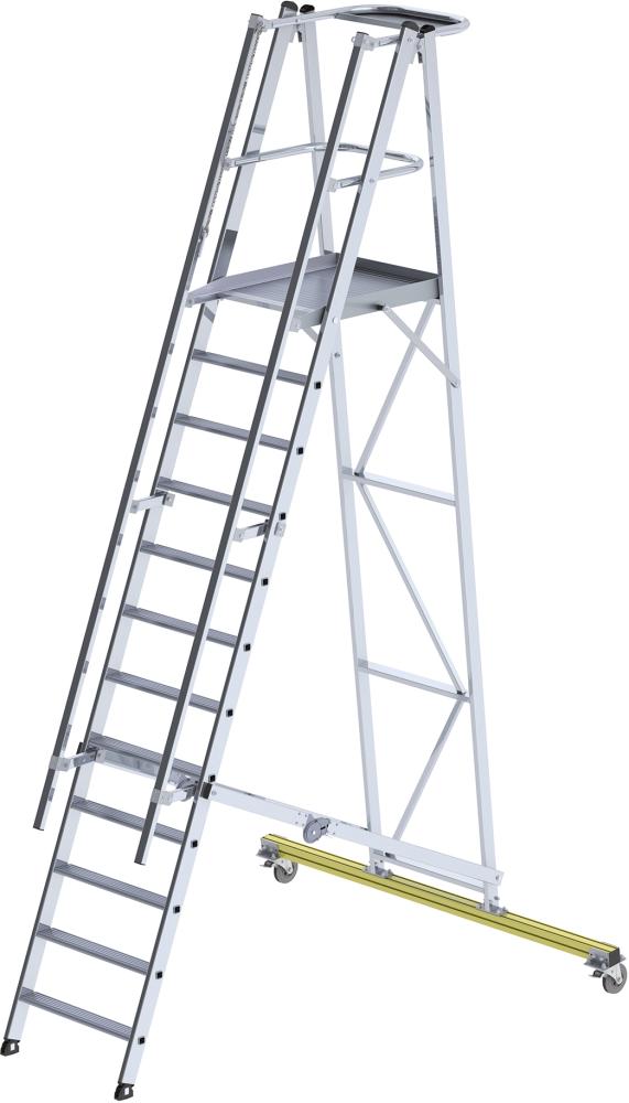 Alu-Podestleiter 12 Stufen mit Handlauf Podesthöhe 2,77 m Arbeitshöhe bis 4,80 m
