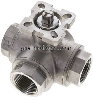 3-Wege-Kugelhahn, Direktmontageflansch G 1", T-Bohrung