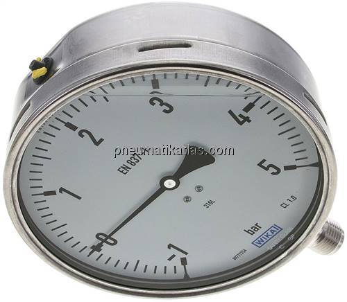 Chemie-Glycerin-Manometer senkrecht,160mm, -1 bis 5 bar
