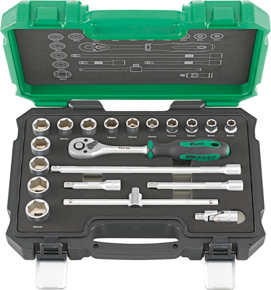 Steckschlüssel-Garnitur 3/8" 20-teilig FORTIS