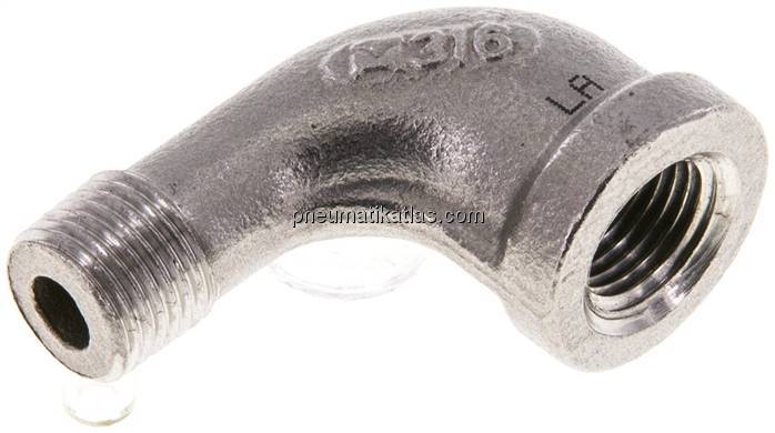 90°-Einschraubwinkel NPT 1/8"(IG)-NPT 1/8"(AG), 1.4408