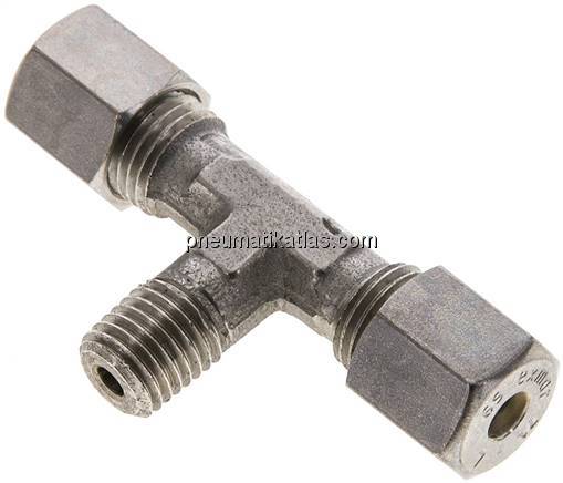 T-Schneidringverschraubung M 12x1,5 (konisch)-6 S (M14x1,5), Klemmring 1.4571 (N