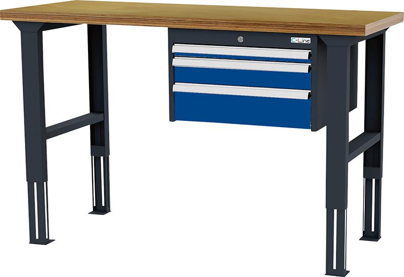 Arbeitstisch B2000mm HV 3 Schbl. 7035/5010 Forum