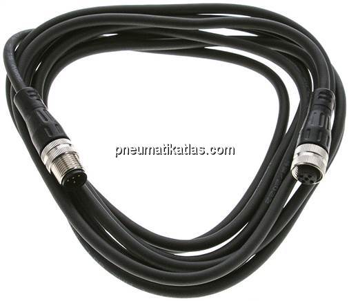 Kabel mit M12-Kupplung, 3 m, gerade, M 12-Stecker (A-codiert)