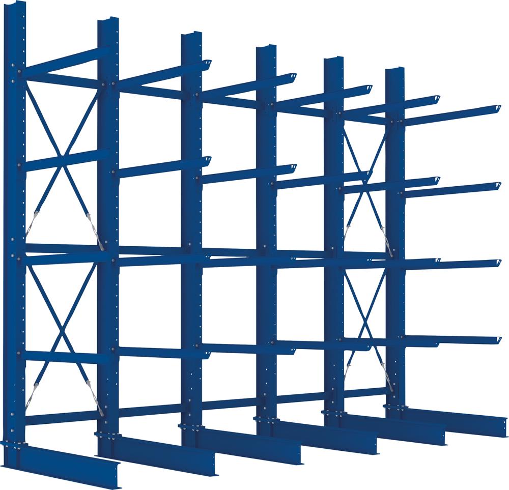 Kragarmregal Heavy B5100xT1250xH4000 mm einseitig RAL 5010 5 Ebenen Traglast 2400kg