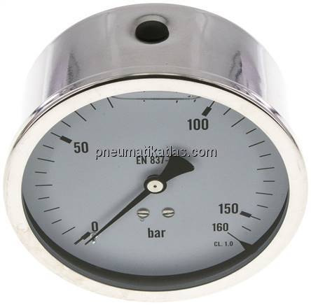 Glycerin-Manometer waagerecht (CrNi/Ms),100mm, 0 - 160bar