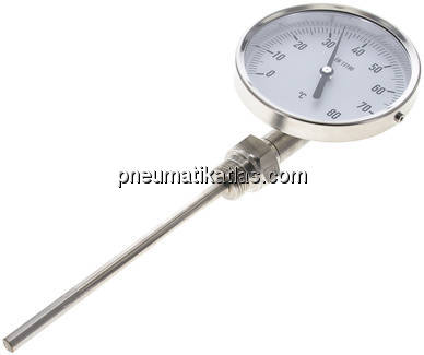 Bimetallthermometer, senkrecht D100/0 bis +80°C/160mm