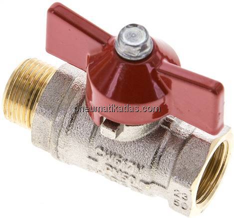 Messing-Kugelhahn, kurz, G 3/8" (AG/IG), -0,9 bis 50bar