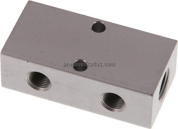 Verteilerleiste 2x G 1/4"-4x G 1/8", Aluminium eloxiert