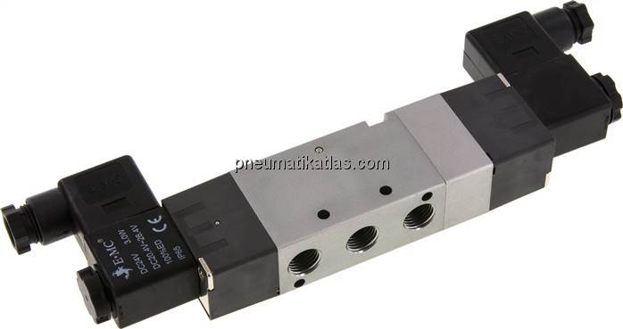 5/3-Wege Magnetventil, G 1/4", Mittelstellung geschlossen, 24 V AC