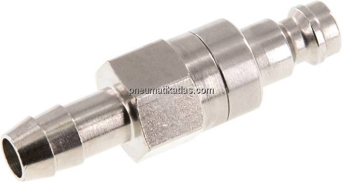 Kupplungsstecker (NW5) 8 (5/16")mm Schlauch, Messing vernickelt