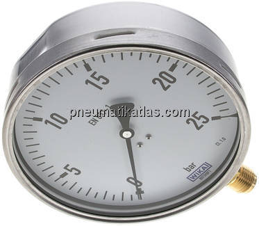 Manometer senkrecht (CrNi/Ms), 160mm, 0 - 25 bar
