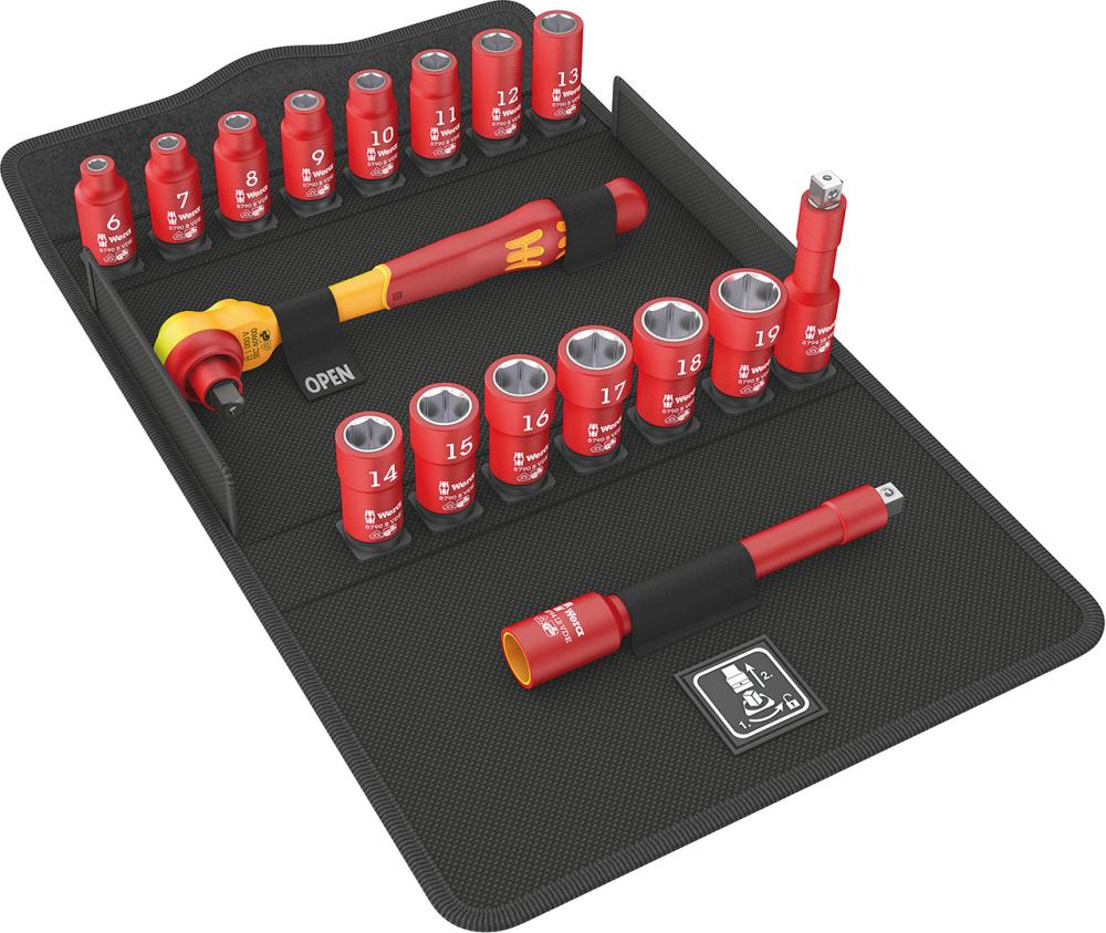 Steckschlüssel-Garnitur 3/8" ZYKLOP VDE 17-teilig Wera