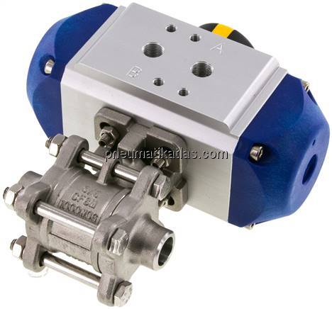 Pneumat. Edelstahl-Kugelhahn, 17,2mm, Feder-schließend