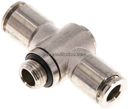 Kompakt-Steckanschluss, T-Stück, einfach, Messing vernickelt