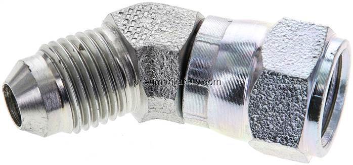 45°-Einschraubwinkel, UNF 1/2"-20 (JIC), Stahl verzinkt