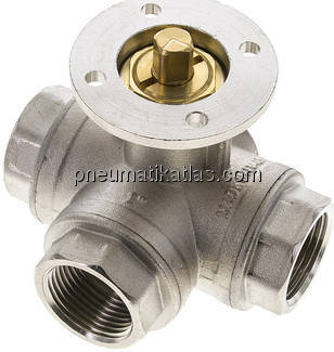 3-Wege-Kugelhahn, Direktmontageflansch G 1", L-Bohrung