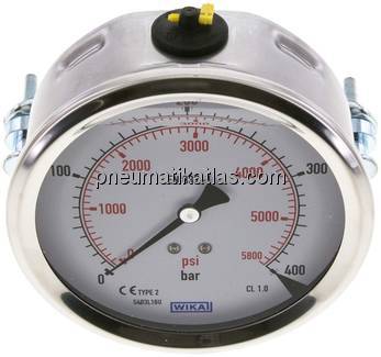 Glycerin-Einbaumanometer, 3kt-Frontring, 100mm, 0 - 400 bar
