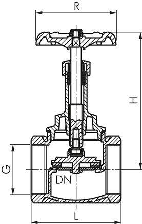 Zeichnung: Muffen-Absperrventil