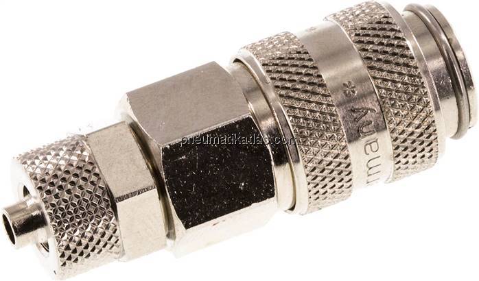 Kupplungsdose (NW5) 6x4mm Schlauch, Messing vernickelt