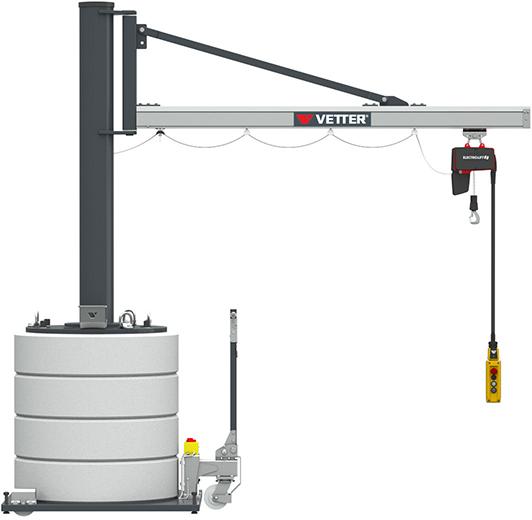 Mobiler Säulenschwenkkran500kg,3,4m,270 MOBILUS+Elektrokettenzug MOB12-US5-3,4
