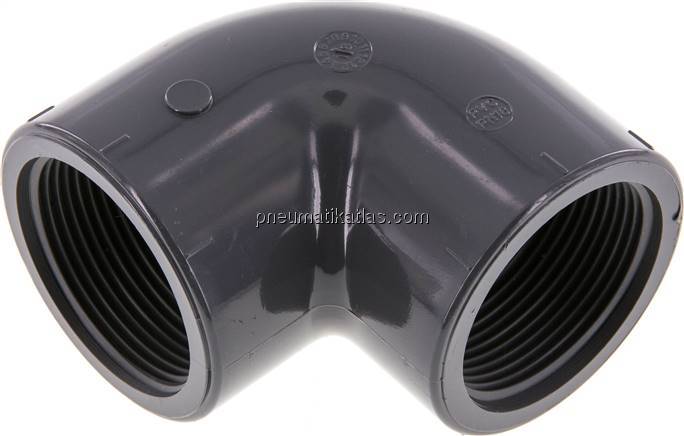 90°-Winkel Rp 1-1/2" (IG), PVC-U