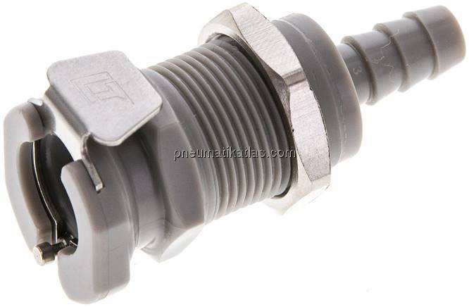 Schott-Kupplungsdose (LC) mit Schlauchtülle, Polypropylen (grau)