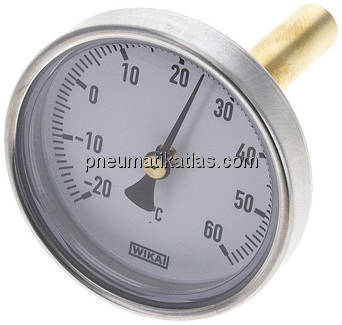 Bimetallthermometer, waagerecht D63/-20 bis +60°C/60mm