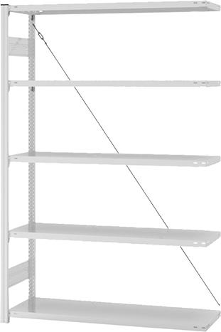 Anbauregal, 5 BD 2000x400x1300, hellgrau