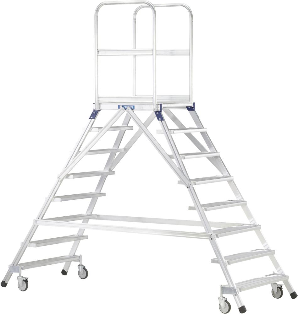 Podesttreppe beidseitig 6 Stufen/Gitterrost Podesthöhe 1,44 m ZARGES