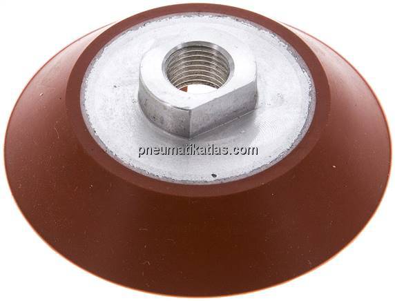 Flachsauger, Ø 75x6mm, G 1/4", Silikon (60A), rot