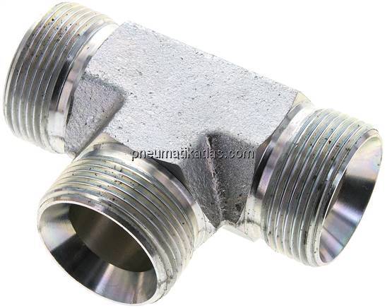T-Stück, 60°Konus G 1-1/4"-G 1-1/4"-G 1-1/4" (AG), Stahl verzinkt