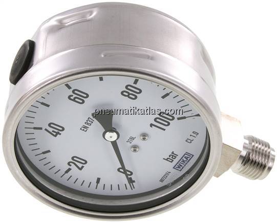 Chemie-Manometer senkrecht, 100mm, 0 - 100 bar