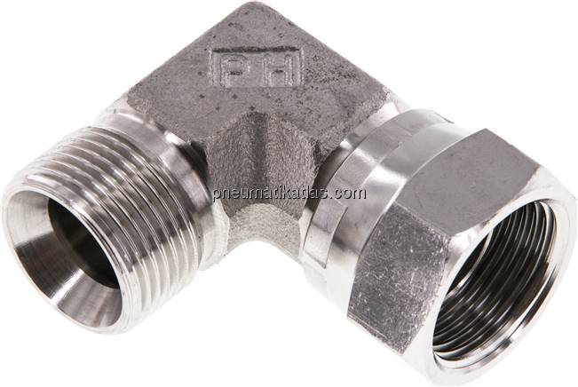 90°-Einschraubwinkel, 60°-Kegel, G 3/4", V4A