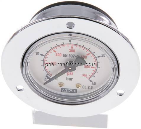 Einbaumanometer (CrNi/Ms), Frontring, 50mm, 0 - 40 bar