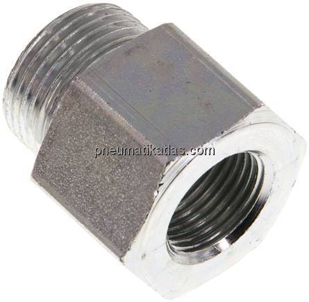 Hydraulik-Reduzierung M 22(AG)-G 3/8"(IG), Stahl verzinkt, Elastomerdichtung