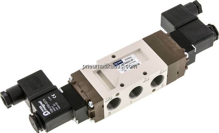 5/3-Wege Magnetventil, G 3/8", Mittelstellung belüftet, 230 V AC