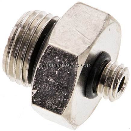 Doppelnippel G 1/8"-M 5, Messing vernickelt (Elastomerdichtung)