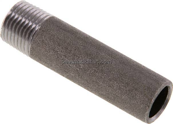 Anschweißnippel R 3/8"-60mm-17,2mm, ST 37, Stahl schwarz