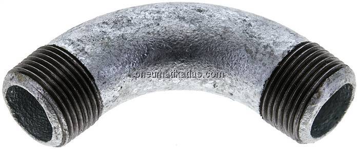 90°-Bogen R 1" (AG), Temperguss verzinkt