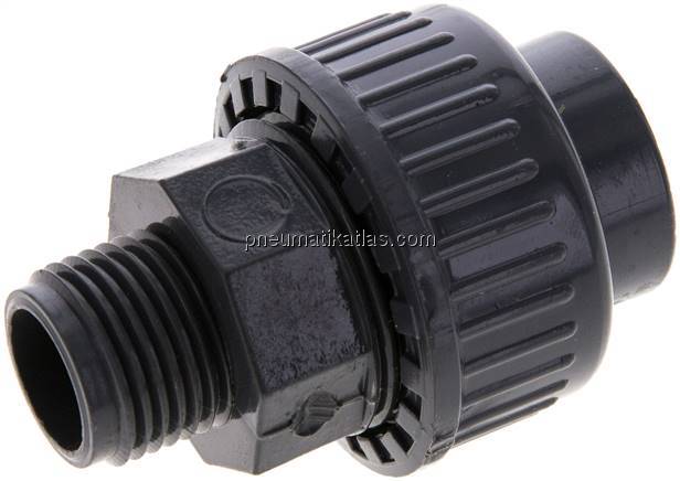 Klebe-/Gewindeverschraubung, PVC-U/ FKM, 20mmxG 1/2" AG