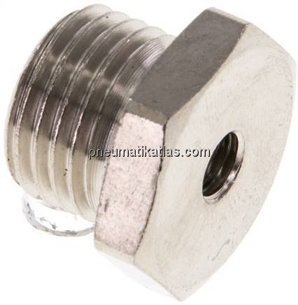 Reduziernippel G 1/4"(AG)-M 5(IG), Messing vernickelt