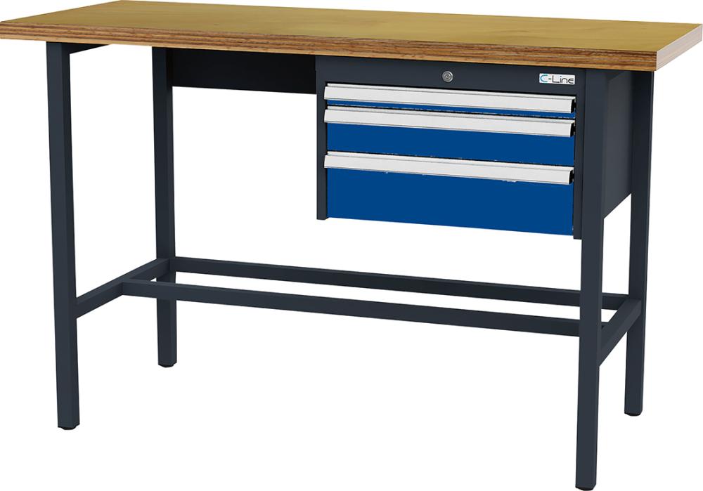 Arbeitstisch B2000mm 3 Schbl. 7035/5010 Forum