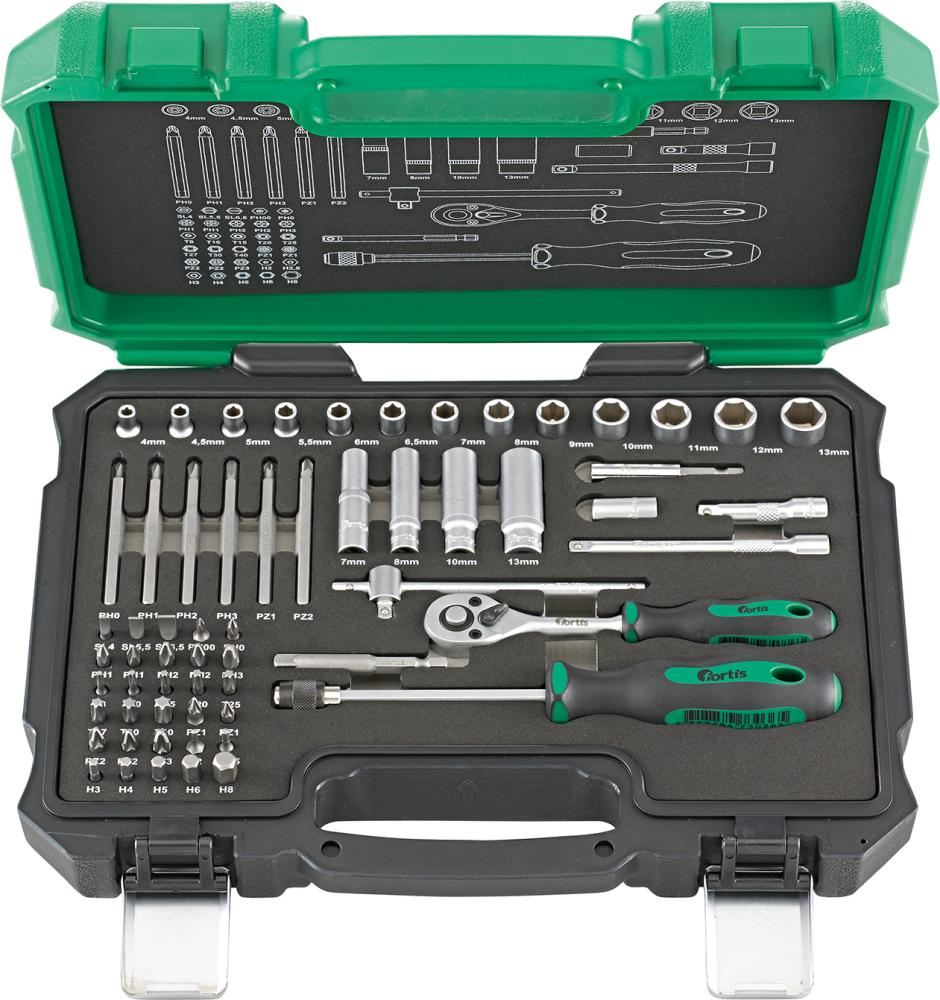 Steckschlüssel-Garnitur 61-teilig FORTIS
